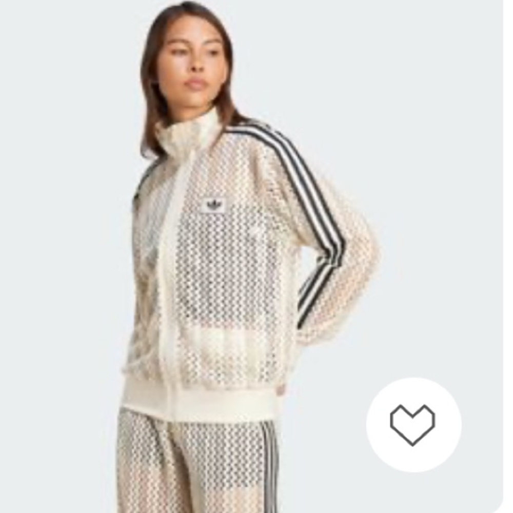Adidas Cream Mesh Track jacket with Black Stripes
